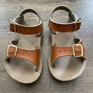 Salt Water Sun-San Surfer H&L Toddler Leather Sandals Waterproof Tan Size 6